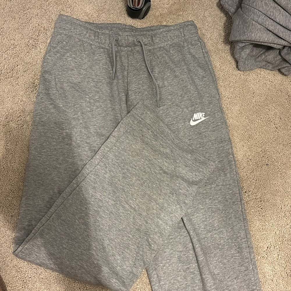 nike wide leg sweat pants gray
